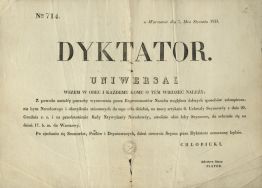 Uniwersał dyktatora powstania J&oacute;zefa Chłopickiego, zwołujący Sejm do Warszawy na dzień 17 I 1831 r., Warszawa 7 I 1831 r.
