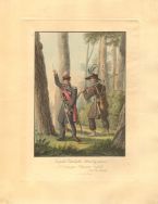 Partyzanci (oficer i strzelec) J&oacute;zefa Zaliwskiego z oddziału tzw. &bdquo;Kurpik&oacute;w ostrołęckich&rdquo;. Akwaforta, akwatinta Fryderyka Krzysztofa Dietricha, ok. 1831 r.
