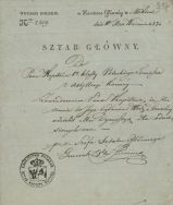 Pismo ze Sztabu Gł&oacute;wnego zawiadamiające kpt. artylerii konnej Tomasza Potockiego o udzielonej mu dymisji z wojska, Modlin 10 IX 1831 r.