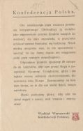 Ulotka Konfederacji Polskiej wydana w 85. rocznicę powstania listopadowego, Warszawa 1915 r.
