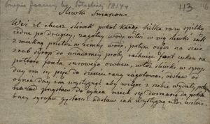 Przepis na śliwki smażone. APŁ, Archiwum Potockich i Ostrowskich z Maluszyna, sygn. IV/9 p.101, s.116.