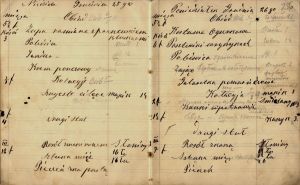 Jadłospis z 1903 roku na pierwszy i drugi dzień Świąt Bożego Narodzenia. APŁ, Archiwum Potockich i Ostrowskich z Maluszyna, sygn. I/19 p.3, k. 255 v, 256 a.