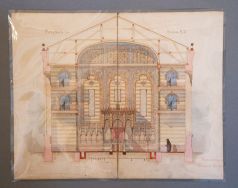 Rysunki ł&oacute;dzkiej synagogi przy ul. Wolborskiej autorstwa architekta Adolfa Zeligsona, fot. Albert Jaworski