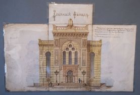 Rysunki ł&oacute;dzkiej synagogi przy ul. Wolborskiej autorstwa architekta Adolfa Zeligsona, fot. Albert Jaworski