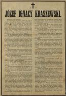 Pożegnanie ś.p. J.I. Kraszewskiego zamieszczone w Biesiadzie Literackiej.  Zbiory biblioteczne APŁ, Biesiada Literacka sygn. 297 T. 23, 1887r.
