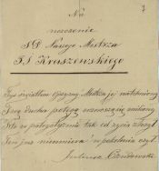 Wiersz Juliusza Czudowskiego ku pamięci J.I. Kraszewskiego.  APŁ, Archiwum rodziny Bartoszewicz&oacute;w, sygn. 2742 s.7.
