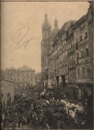 Przeprowadzenie zwłok J&oacute;zefa Ignacego Kraszewskiego z kościoła Panny Maryi do grob&oacute;w zasłużonych w kościele Świętego Michała na Skałce w Krakowie.  Zbiory biblioteczne APŁ, Biesiada Literacka sygn. 297 T. 23, 1887r.