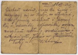 Karta pocztowa Wiktora Durskiego, strona odwrotna. APŁ, Sąd Grodzki w Łodzi, sygn. 6684.