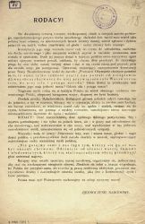 1915 r.: "Zbudźcie się z letargu wygodnego, bo Polska nie przyjdzie sama, ale ją trzeba pracą serdeczną zdobywać"  Zbi&oacute;r druk&oacute;w i pism ulotnych, sygn. 603