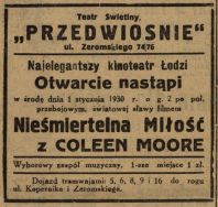 Reklama prasowa teatru Świetlnego 