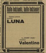 Informacja o najbliższej premierze w kinie Luna (1926 r.) Express Wieczorny Ilustrowany
