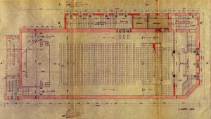 Projekt przebudowy kina Wł&oacute;kniarz przy ul. Pr&oacute;chnika 16 (1951 r.) Archiwum Państwowe w Łodzi, Prezydium Rady Narodowej m. Łodzi, sygn. 1487