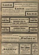 Reklama prasowa kinoteatr&oacute;w: Luna, Grand-Kino, Palace, Rakieta, Splendid (1932 r.) Kurier Ł&oacute;dzki