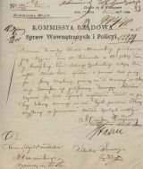 Stanisław Staszic. Podpis na dokumencie Komisji Rządowej Spraw Wewnętrznych i Policji, 1825 r.