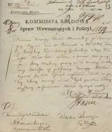 Stanisław Staszic. Podpis na dokumencie Komisji Rządowej Spraw Wewnętrznych i Policji, 1825 r.
