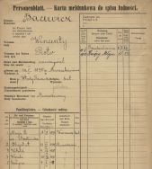 Grażyna Bacewicz. Karta meldunkowa rodziny do spisu ludności z lat 1918-1919