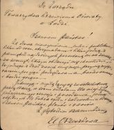 Eliza Orzeszkowa. List do zarządu Towarzystwa Krzewienia Oświaty w Łodzi