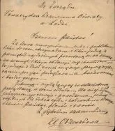 Eliza Orzeszkowa. List do zarządu Towarzystwa Krzewienia Oświaty w Łodzi