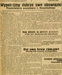 Wypełnijmy dobrze swe obowiązki. Tekst przem&oacute;wienia radiowego wygłoszonego 1 września 1939 r. przez prezydenta Łodzi Jana Kwapińskiego, do obywateli miasta [Kurier Ł&oacute;dzki, 1939, nr 242]