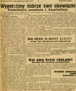 Wypełnijmy dobrze swe obowiązki. Tekst przem&oacute;wienia radiowego wygłoszonego 1 września 1939 r. przez prezydenta Łodzi Jana Kwapińskiego, do obywateli miasta [Kurier Ł&oacute;dzki, 1939, nr 242]