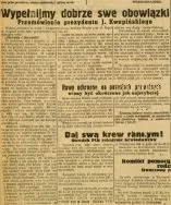 Wypełnijmy dobrze swe obowiązki. Tekst przem&oacute;wienia radiowego wygłoszonego 1 września 1939 r. przez prezydenta Łodzi Jana Kwapińskiego, do obywateli miasta [Kurier Ł&oacute;dzki, 1939, nr 242]