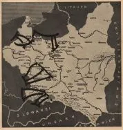 Niemiecka mapa przedstawiająca gł&oacute;wne kierunki natarcia wojsk niemieckich na Polskę we wrześniu 1939 r. [Zbi&oacute;r album&oacute;w ikonograficznych, A-99]