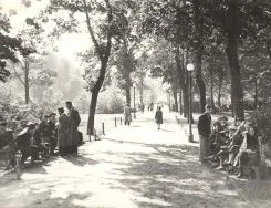 Park im. Moniuszki. Aleja w Parku Kolejowym, przed 1939 r. [Archiwum Włodzimierza Pfeiffera (księgarza i fotografa ł&oacute;dzkiego), sygn. 10]
