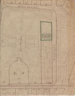 Park im. Moniuszki. Plan nieruchomości z zaznaczeniem części posesji przewidywanej do przyłączenia do parku, 1951 r. [Miejska Rada Narodowa i Zarząd Miejski w Łodzi, Wydział Plantacji, sygn. 11a]