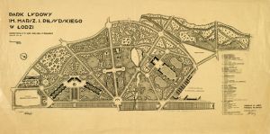 Park im. Piłudskiego. Plan Parku Ludowego, 1930 r. [Zbi&oacute;r kartograficzny Archiwum Państwowego w Łodzi, sygn. 642]