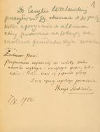 List Henryka Sienkiewicza do Cecylii Walewskiej, 1906 r. Archiwum Kazimierza Walewskiego z Tubądzina (Archiwum rodziny Walewskich). - List nr 1
