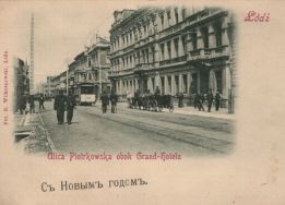 Ul. Piotrkowska obok Grand Hotelu, z cyklu Widoki m. Łodzi, fot. B. Wilkoszewski, 1896 r. 