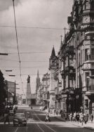 Ul. Piotrkowska, widok  na pomnik T. Kościuszki, 1963 r.