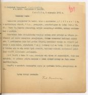 List z dnia 5.08.1921 r. z informacją o dniu przyjazdu do Łodzi profesora Banachiewicza i jego asystenta. 