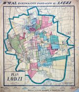 Wykaz dokonanych pomiar&oacute;w geodezyjnych w latach 1918-1925 naniesiony na Plan miasta Łodzi.