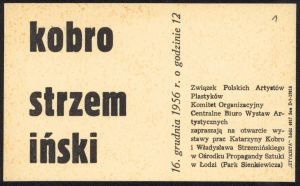 Folder z wystawy prac Katarzyny Kobro i Władysława Strzemińskiego zorganizowanej w 1956 r. przez Biuro Wystaw Artystycznych w Łodzi.