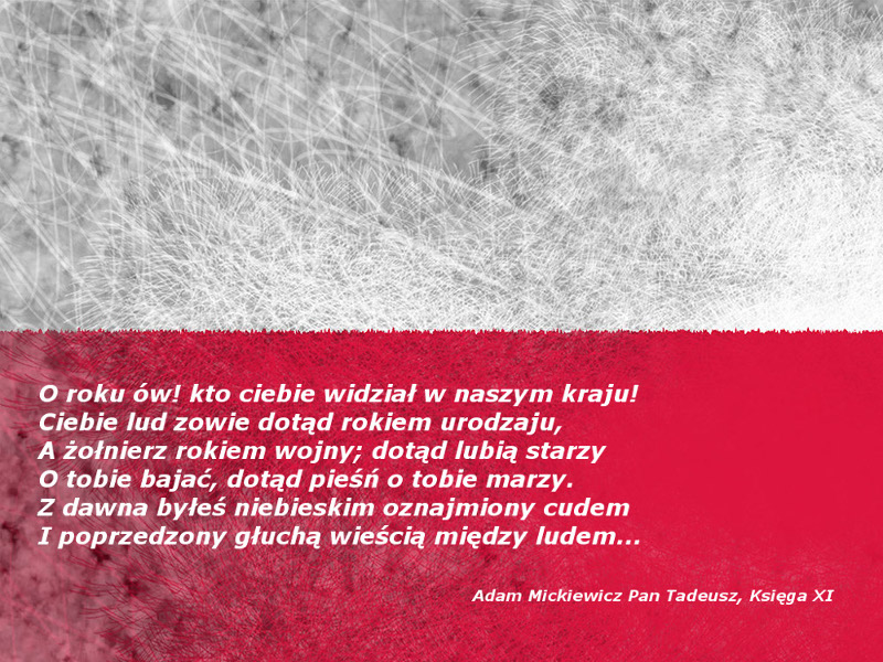 Flaga z cytatem z XI Księgi Pana Tadeusza - niedostępne cyfrowo
